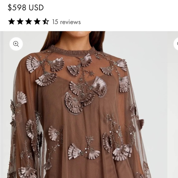 Mac Duggal Brown Embellished Wedding Dress Attire, Rehearsal dinner, MOB/MOG - Picture 4 of 7